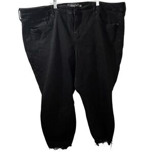 Torrid Ankle Skinny Black Denim Pants With Lace/Distressed Hem Size 26